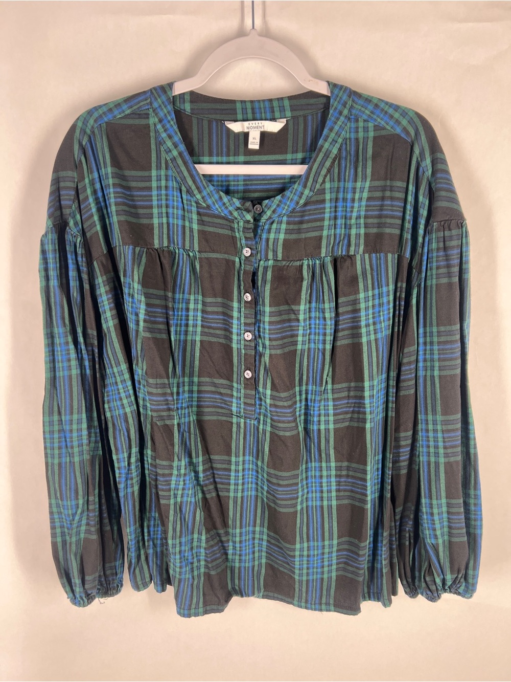 Every‎ Moment Plaid Button Front Popover Blouse Size XL